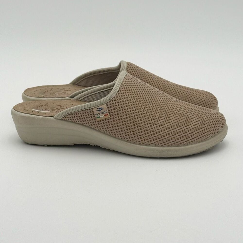 Fly Flot Womens Beige Slip-On Mule Shoes Cloth Slippers - US Size 8-8.5 / EU 39 - Picture 4 of 11